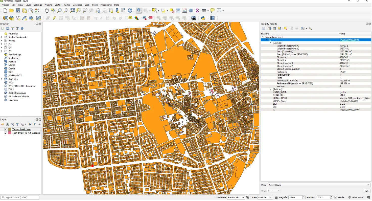 the parcel’s data with its special attributes inside ArcMap software